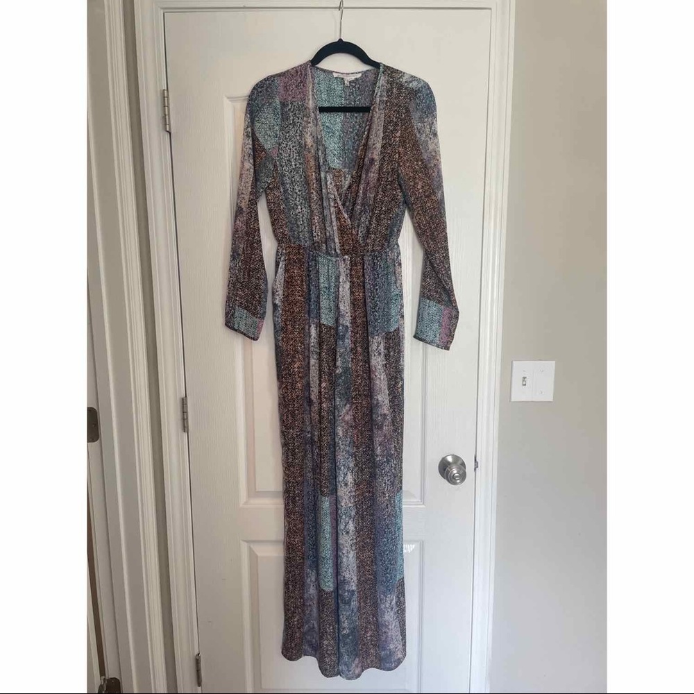 BCBG Multicolor jumpsuit with cinched waist and pocket detail